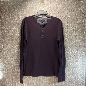 Banana Republic Waffle Knit Henley Shirt Thermal Small Purple Classic Preppy